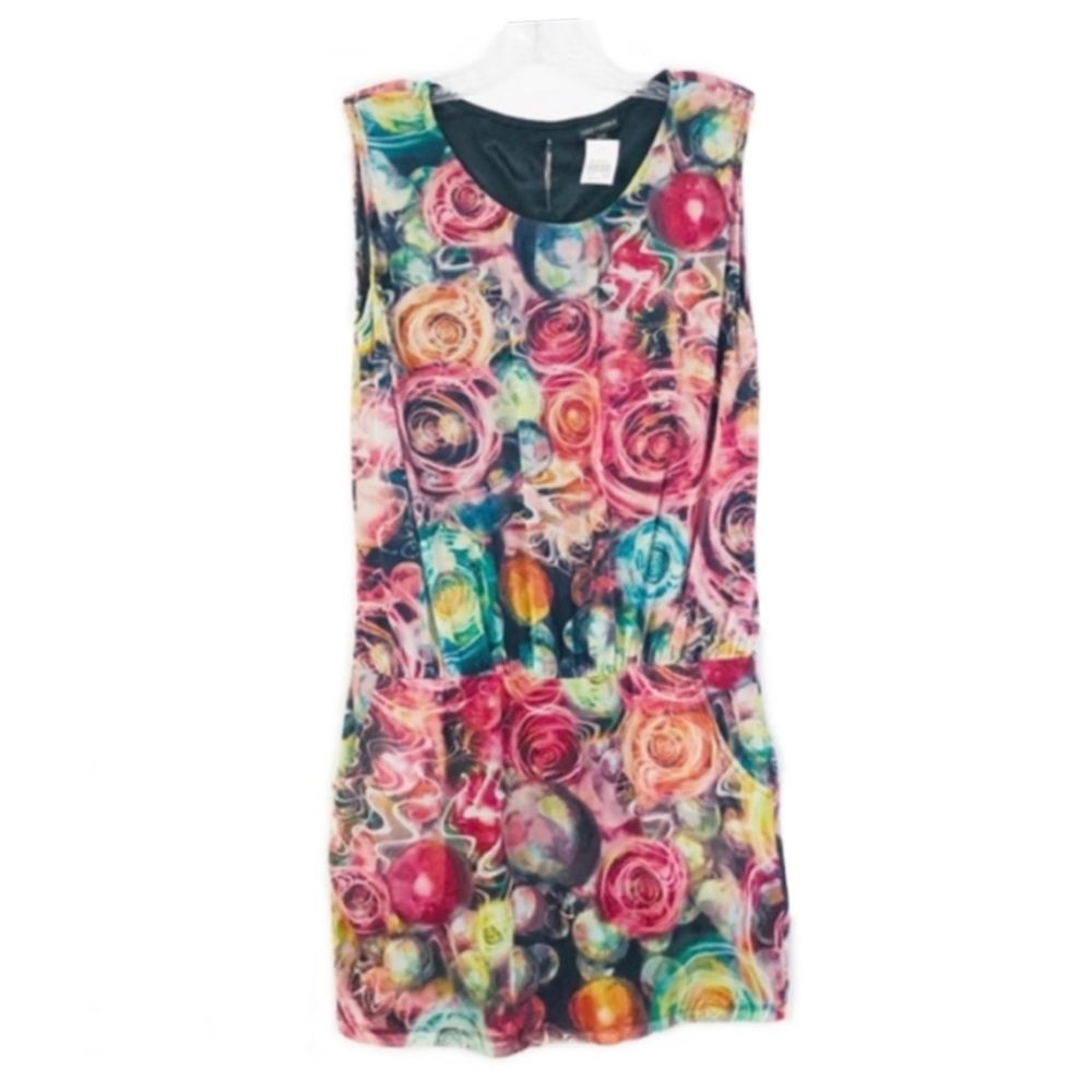 NWT Coco + Carmen Floral Mini Dress Dropped Waist Multicolor Sz S/M